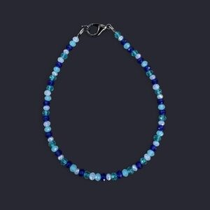Blue Crystal Glass Bead Anklet